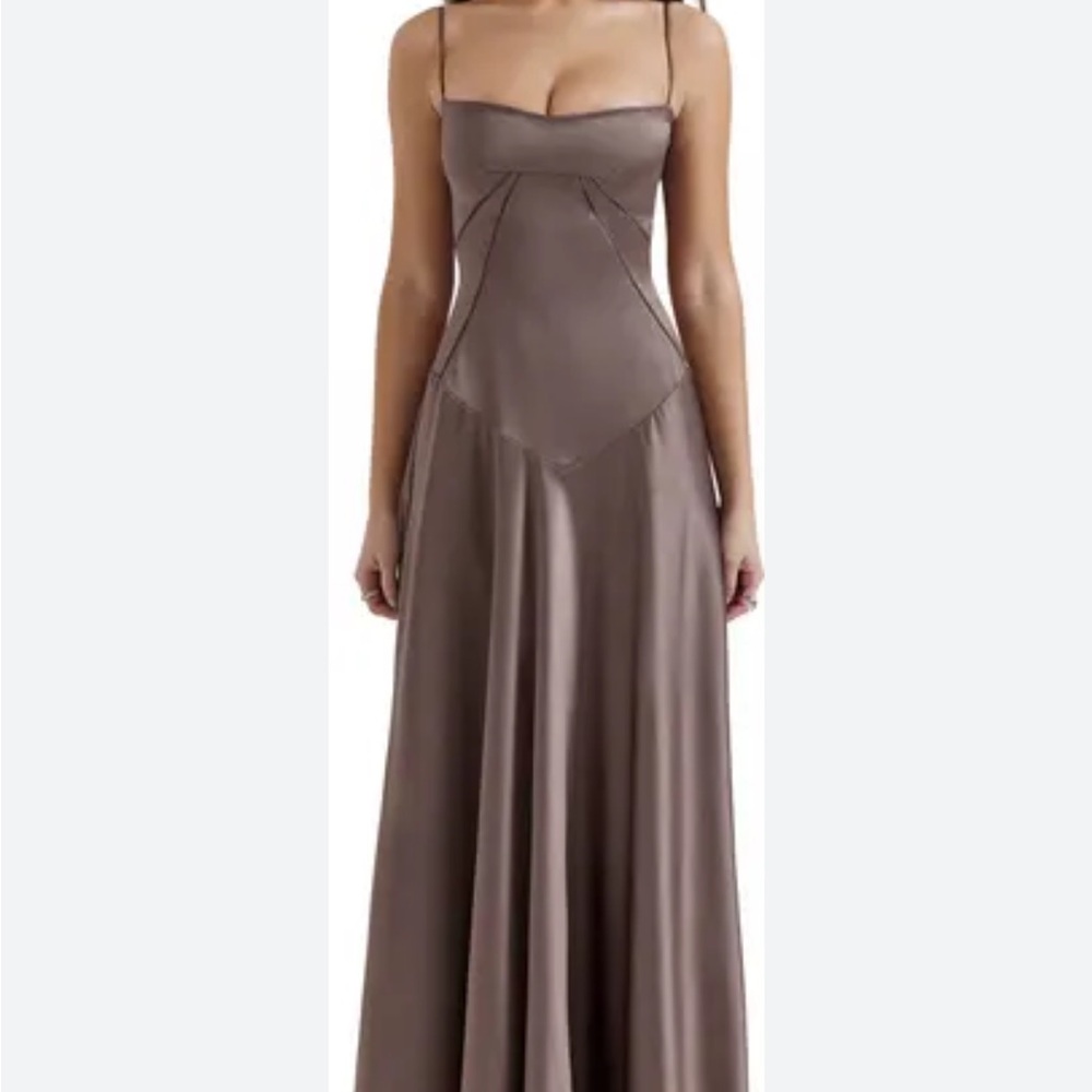House of CB Elegant Anabella Pebble Grey/Brown Formal Dress